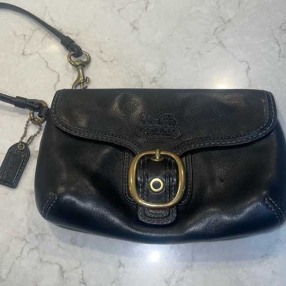 Coach Bleecker Black Leather Flap Wristlet Vintage - Picture 8 of 11